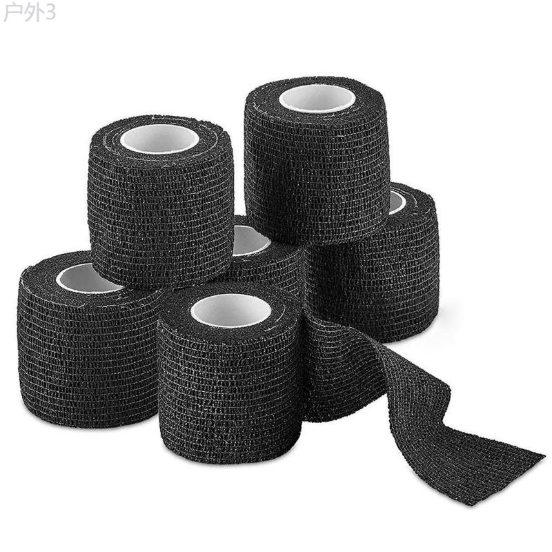 6 12pcs Tattoo Wrap Grip Cover, Self Bandage Rolls Sports Adherent Tape, Self Adhesive Bandage For Tattoo Machine Grip Black, Black Athletic Tape, Cohesive Bandage Wrap