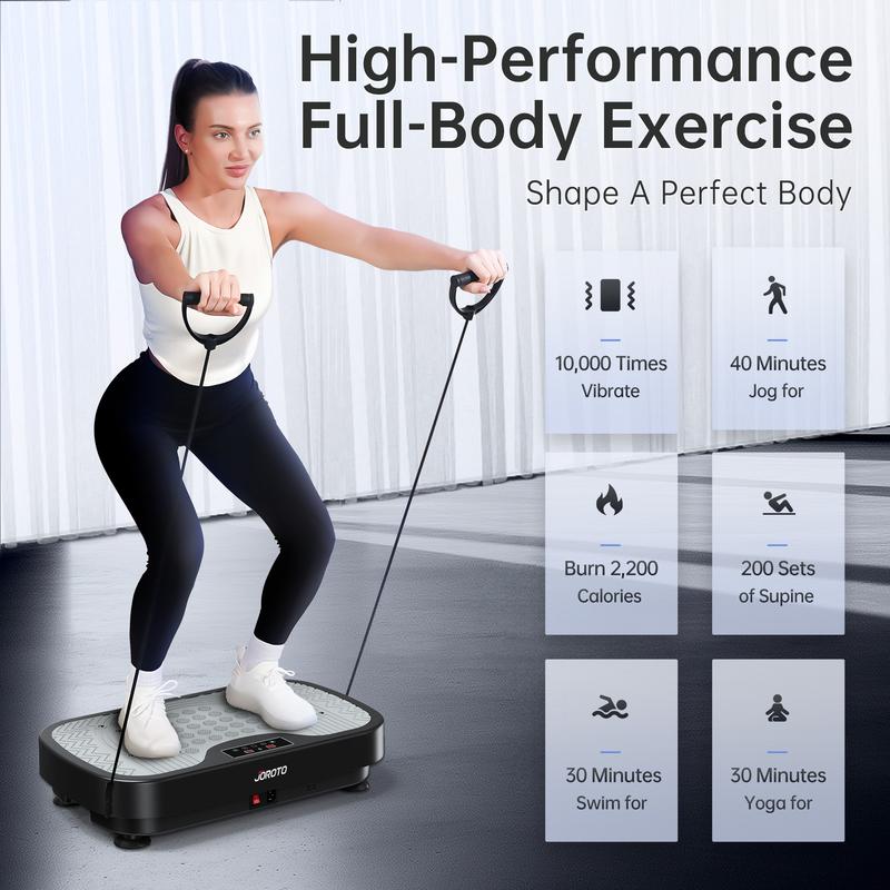 JOROTO  Vibration Plate Gym Machine with Magnet Massage Full Body Fitness Vibration Platform with 2 Resistance Bands and Remote Control Max 330LBS Lymphatic Drainage vibration plate