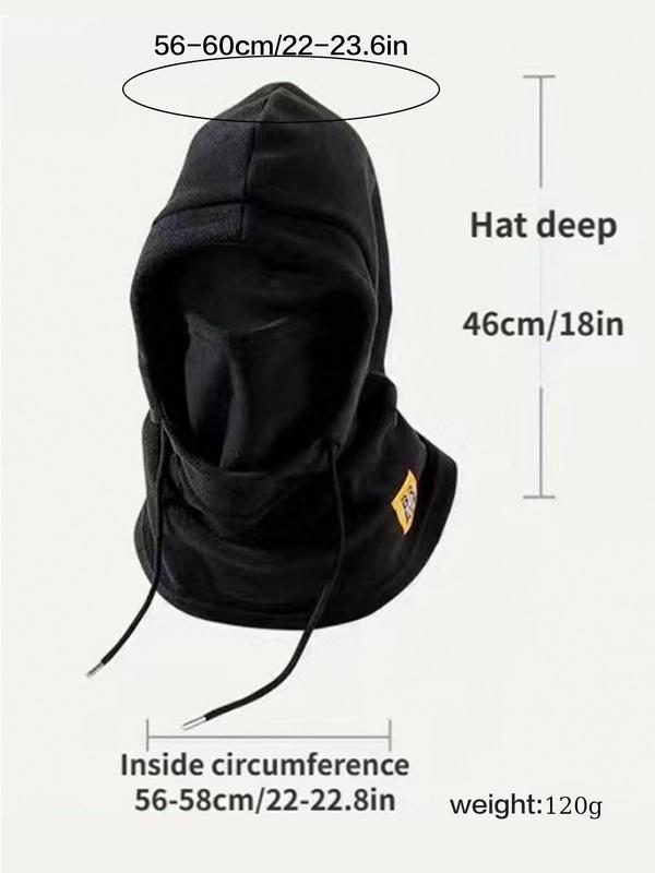 Unisex Solid Color Drawstring Hat, Casual Windproof Warm Winter Hat for Outdoor Sports Cycling Skiing, Fashion Accessories for Fall & Winter