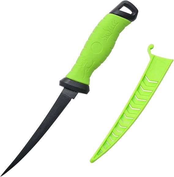 Outdoors Fillet Knife Professional Fishing Knives Non-Stick Coating Stainless Steel Blade Boning Knife with Sheath(7