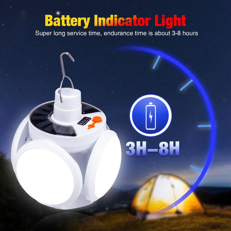 USB Rechargeable Solar LED Bulb Light Portable Outdoor Garden Camping Tent Lamp