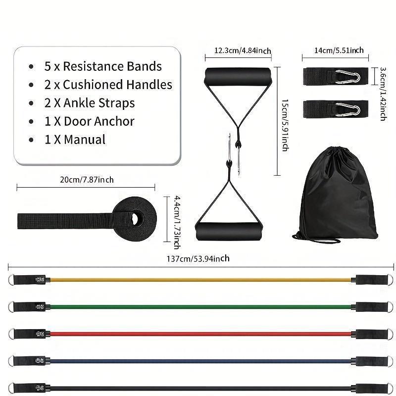 Resistance Band Set, 11pcs set Resistance Band & Storage Bag & Accessories, Fitness Equipment for Home Gym Workout