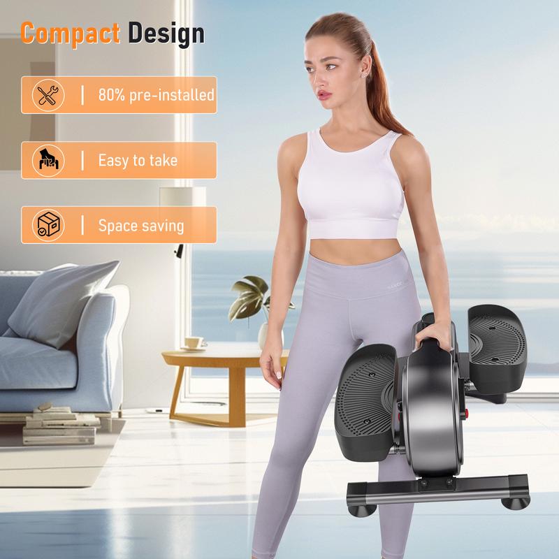 Under Desk Elliptical Exerciser Portable Pedal Exerciser Equipment for Senior Leg Workout Mini Ellipse for Home Office Fitness