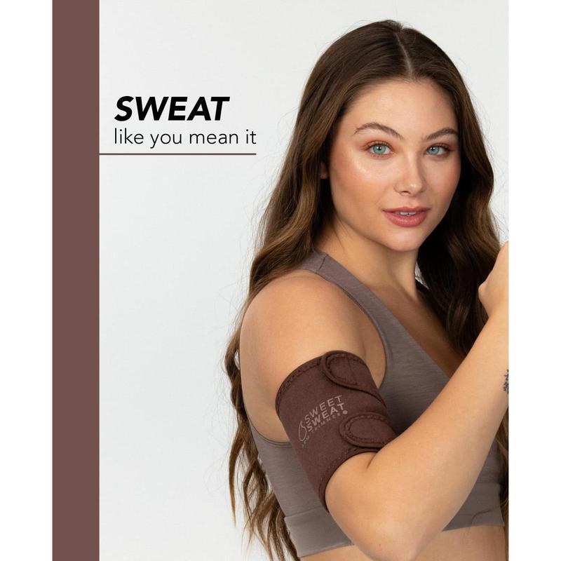 Sports Research Sweet Sweat Arm Trimmers for Men & Women | Increases Heat & Sweat Production to The Bicep Area | Includes Mesh Carrying Bag (Terra, Large)