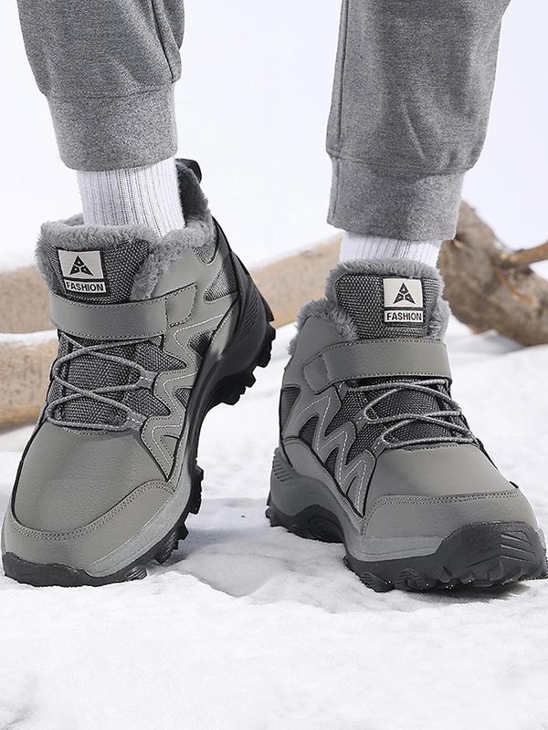 Men's Thermal Lined Waterproof Hiking Shoes, Casual Comfortable Warm Snow Shoes for Outdoor Activities, Male All-match Sports Shoes for Fall & Winter