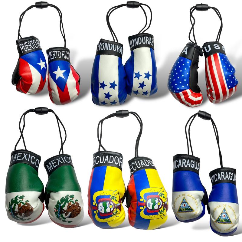 Mini Boxing Gloves with Country Flag - Ideal for Displaying as Car Rearview Mirror Mini Banner