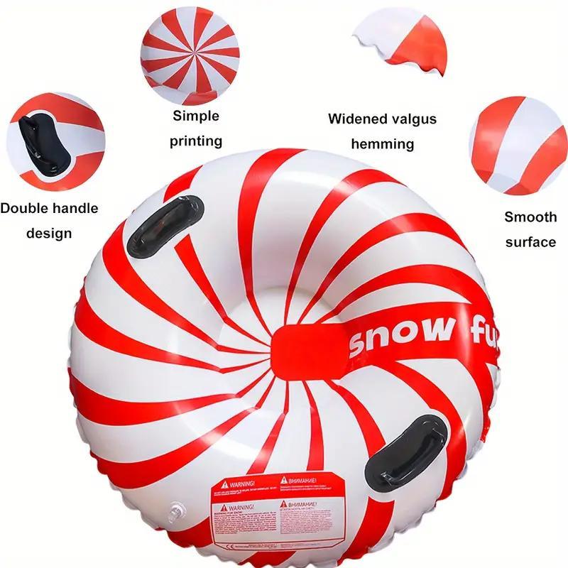 Christmas Inflatable Snow Tube, 1 Count Inflatable Snow Sled with Handle, Winter Outdoor Snow Tube, Snow Sports Equipment for Skiing, Snowboarding