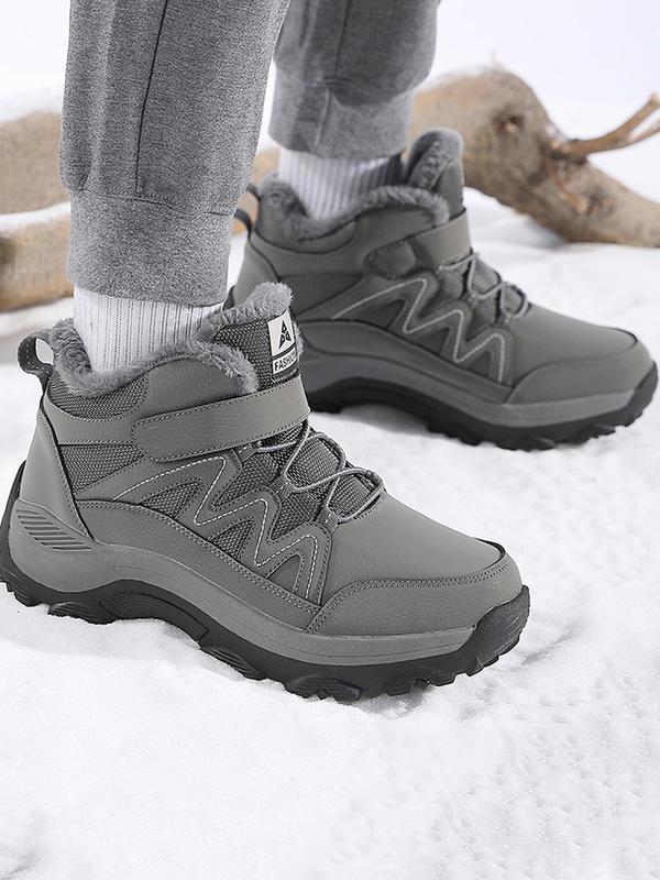 Men's Thermal Lined Waterproof Hiking Shoes, Casual Comfortable Warm Snow Shoes for Outdoor Activities, Male All-match Sports Shoes for Fall & Winter