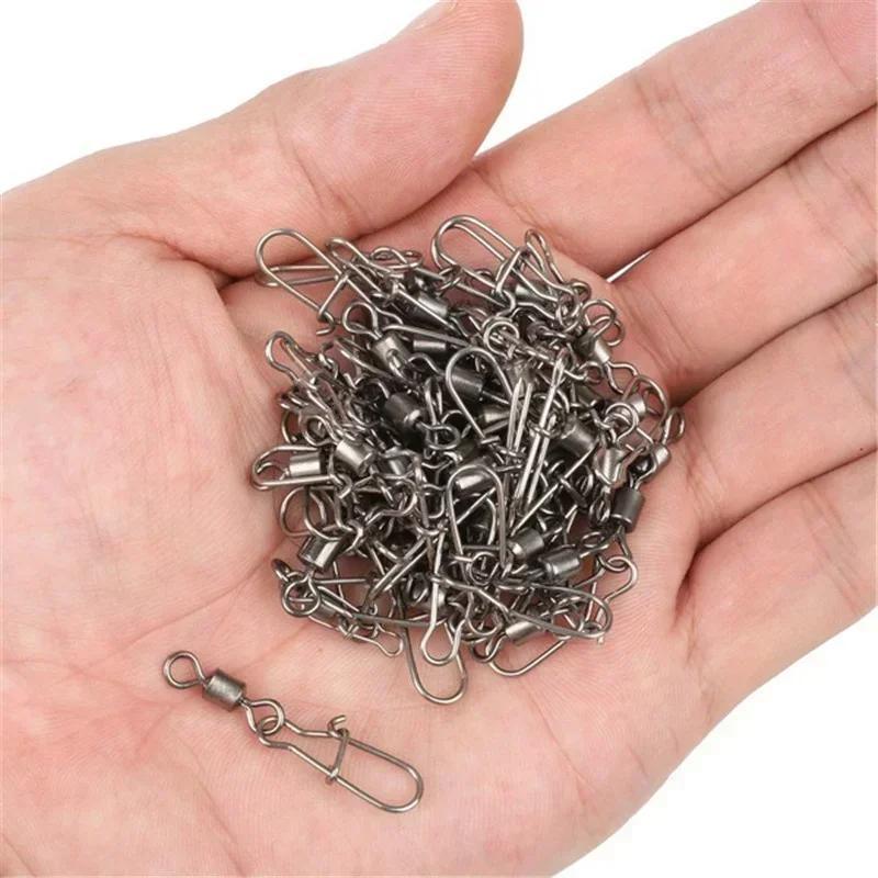 Stainless Steel Fishing Swivel, 100pcs box Fishing Connector, Fishing Accessories for Outdoor Fishing, Fishing Gear Kit