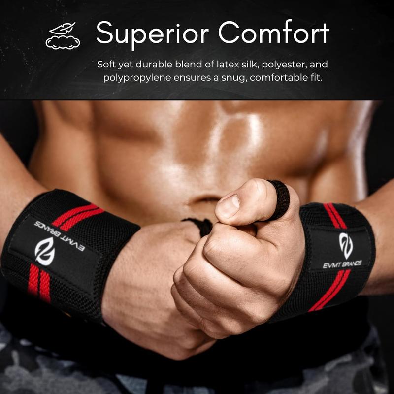 EVMT Premium Weightlifting Wrist Wraps - Durable Wrist Straps for Weightlifting, Enhanced Wrist Support, Ideal Lifting Straps and Wrist Wraps for Weightlifting