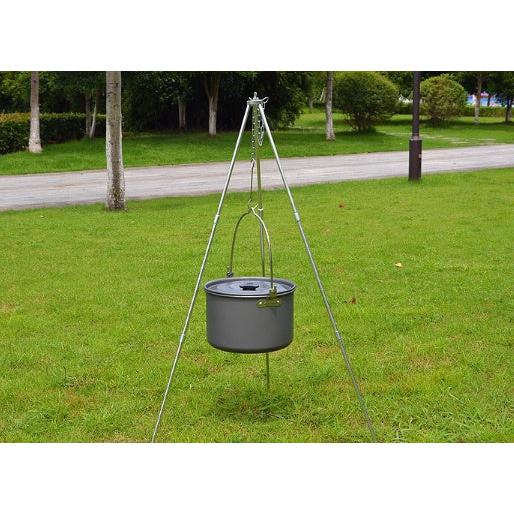 Compatible with Apple, Camping outdoor campfire tripod hanging pot picnic fire bracket aluminum alloy tripod camping supplies