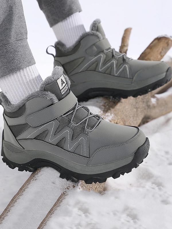 Men's Thermal Lined Waterproof Hiking Shoes, Casual Comfortable Warm Snow Shoes for Outdoor Activities, Male All-match Sports Shoes for Fall & Winter