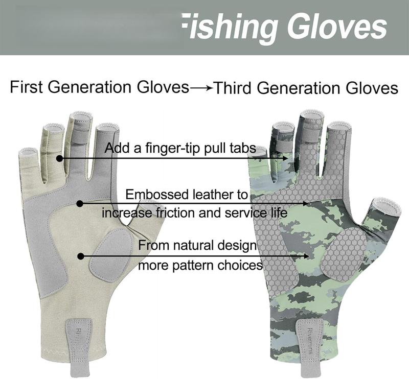 UPF 50+ Fingerless Fishing Gloves UV Protection Fishing Sun Gloves for Men and Women Fishing, Boating, Kayaking, Hiking, Running, Cycling and Driving