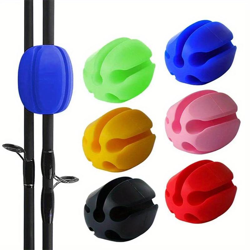 Silicone Fishing Rod Holder, 6 Counts set Multi-functional Safety Grip Fishing Rod Holder, Fishing Accessories for Fishing Rod Management & Protection, Christmas Gift