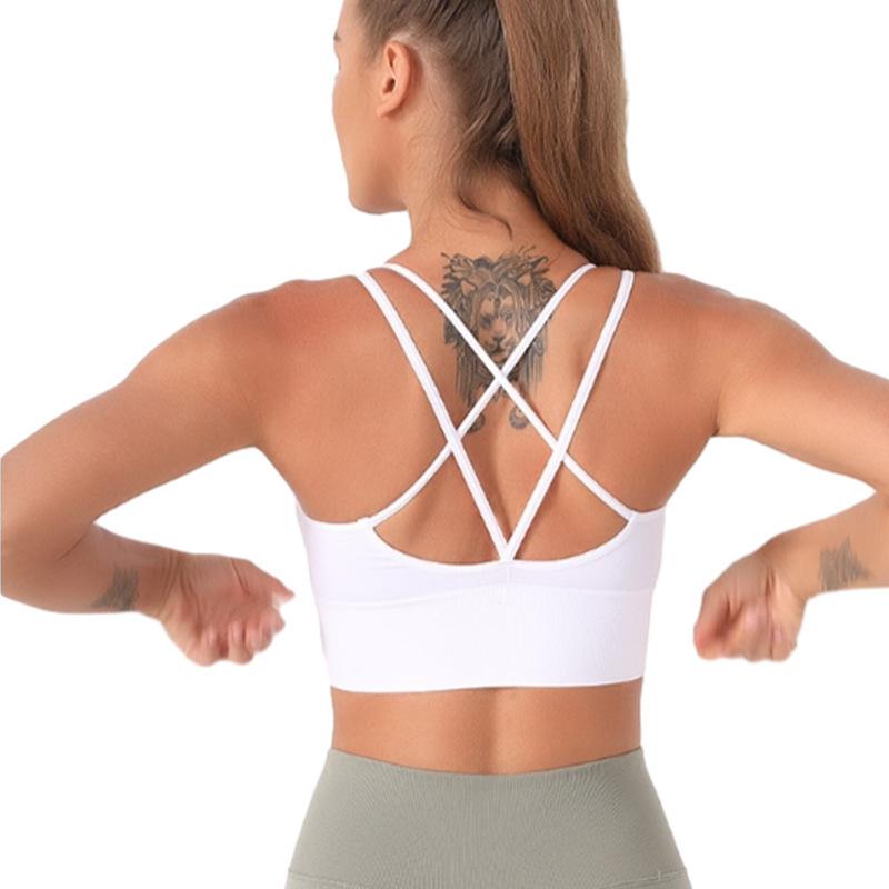 Women's Cross Back Sports Bra Padded Strappy Medium Support Yoga Bra for Workout Fitness training athletic baseball athlete