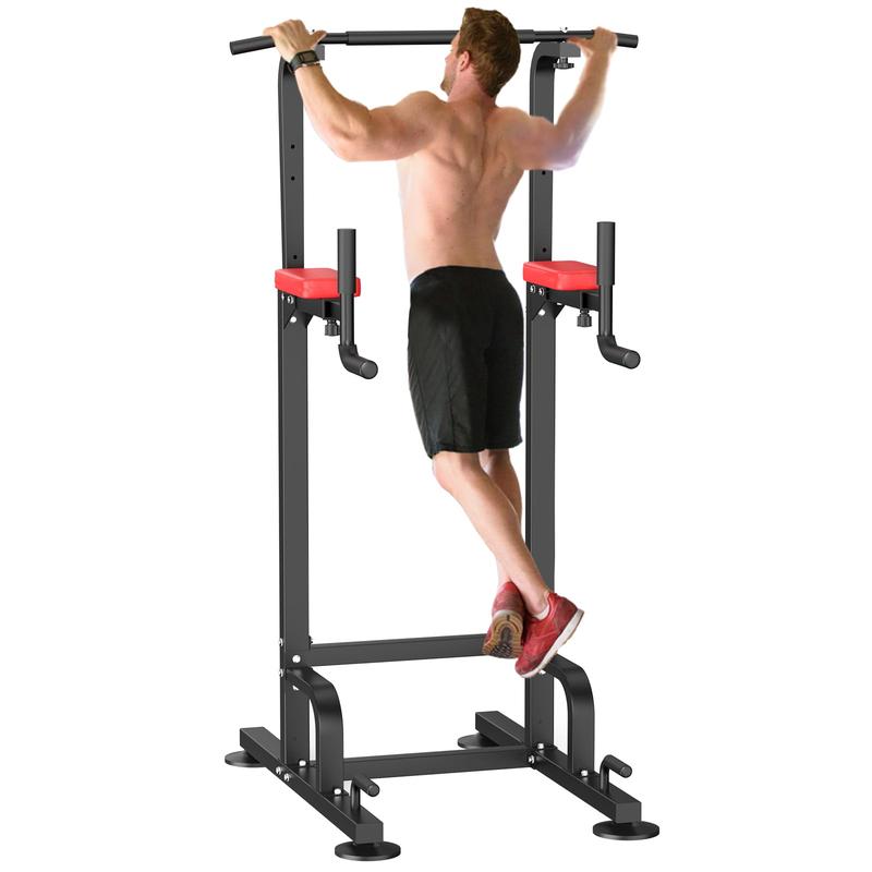 Relife Sports Power Tower Pull Up Bar Dip Station for Home Gym Adjustable Height Strength Training Workout Equipment