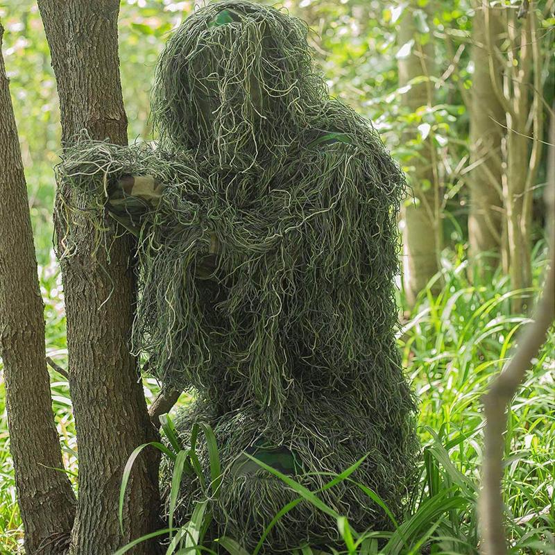 6 in 1 Ghillie Suit, 3D Camouflage Hunting Apparel Including, Pants, Hood, Carry Bag and Camo Tapes