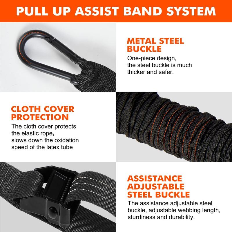 Christmas gift Household Fitness Tension Rope Set Pull Up Assistance Bands, Heavy Duty Resistance Band for Pull Up Bar, Adjustable Weight Size with Fabric Feet Knee Rest,  Strength Training, Patented Pull Up Assist Band tabla para Portable Stretching