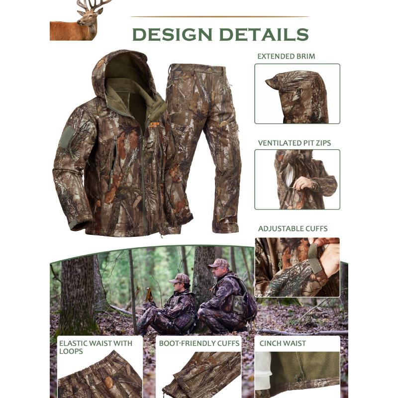 NEW VIEW Camo Hunting Clothes For Men, Quiet Warm Hunting Jacket And Pants, Water Resistant Hunting Suit For Deer Duck Bow Hunt