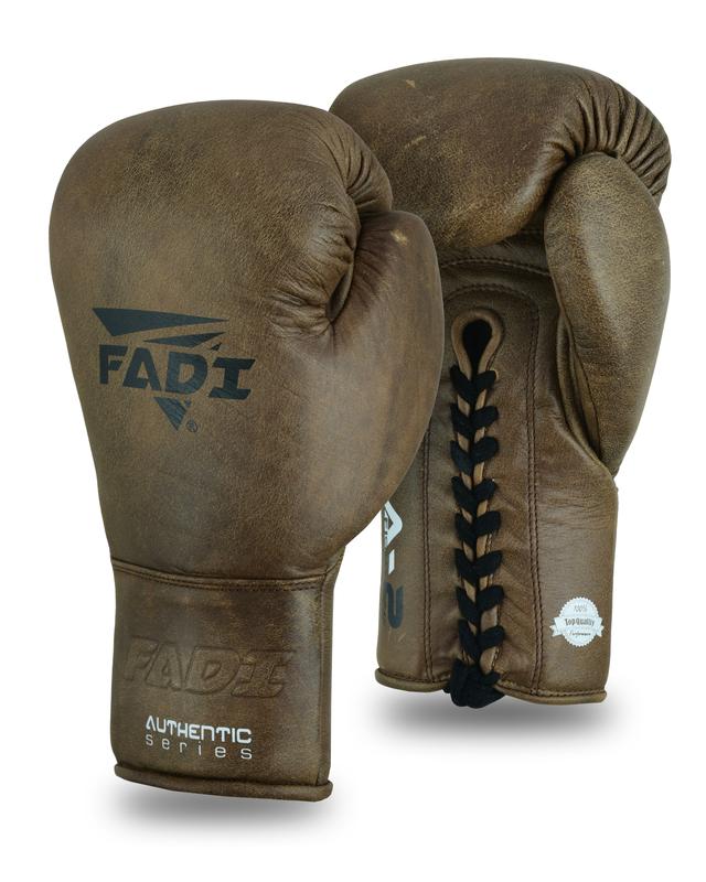 Fadi Sports A2 Lace Boxing Glove in Vintage Brown Matte Cowhide Leather with Pure Latex Mold and EVA Foam Padding - Unisex Adult Gloves