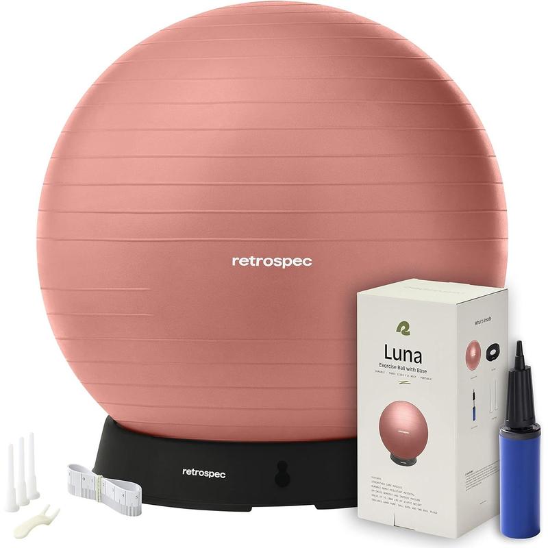 Retrospec Luna Exercise Ball, Base & Pump Ball & Pump with Anti-Burst Material - Fitness Gym Swiss Ball - Perfect for Balance, Stability, Yoga, Pilates, Pregnancy & Birthing