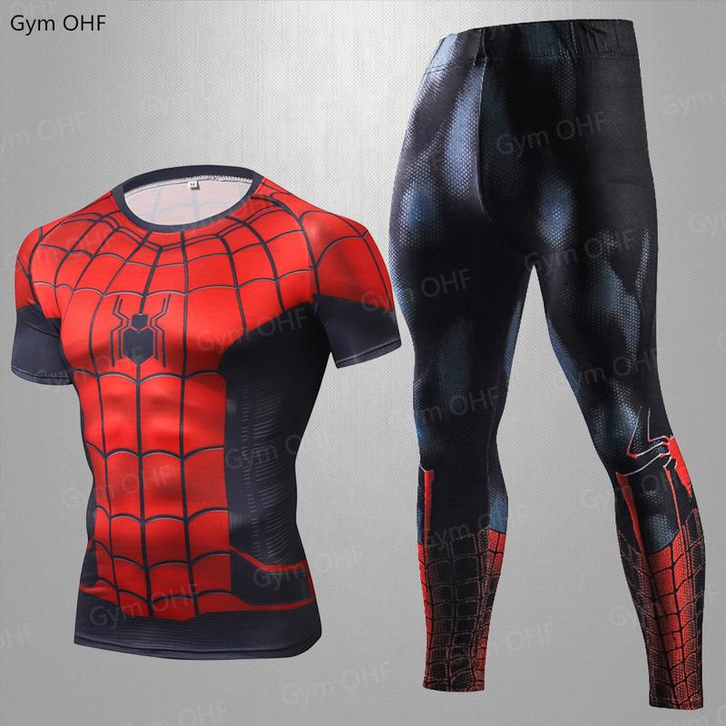 Explosion Avengers Spider-Man 3D Printing Tight Sports Tight Fitness 2 3 4 Piece Set Suit