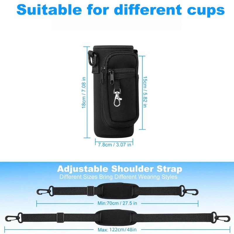 Water Bottle Holder with Strap, Water Bottle Carrier Sling Bag with Phone Pocket without Bottle, Insulated Bottle Carrier Sling Bag for Outdoor Walking Hiking Storage