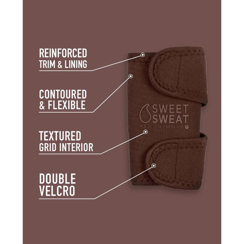 Sports Research Sweet Sweat Arm Trimmers for Men & Women | Increases Heat & Sweat Production to The Bicep Area | Includes Mesh Carrying Bag (Terra, Large)