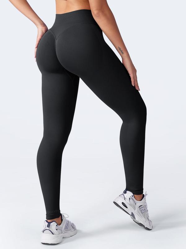 Women's Solid High Waist Sports Leggings, Breathable Comfortable Seamless Skinny Pants, High Stretch Yoga Leggings, Ladies Sportswear for Indoor Outdoor Wear