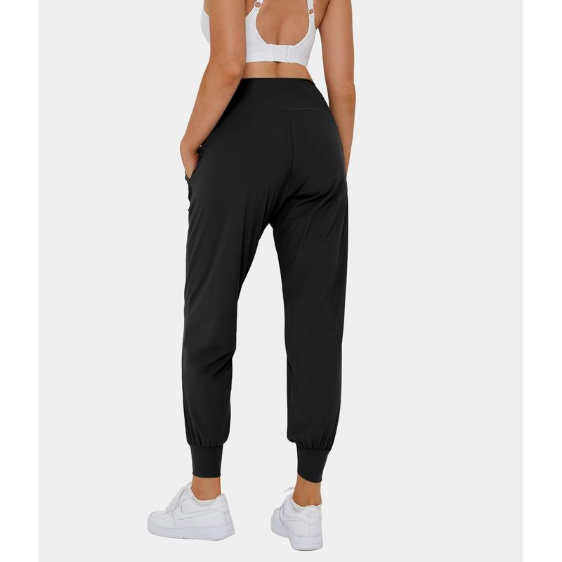 High Waisted Plain Side Pocket Casual Joggers