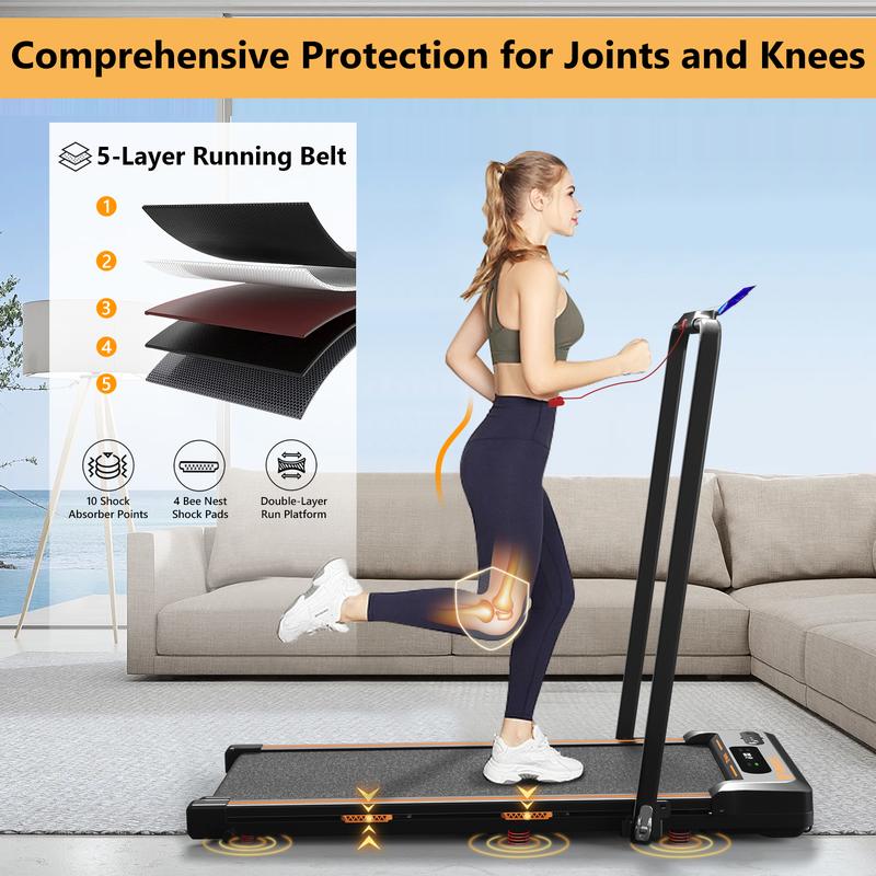 Walking Pad, 2 in 1 Under Desk Treadmill of Compact Space, 2.5HP Quiet Desk Treadmill with Remote Control & LED Display, Portable Treadmill for Home Office, Installation-Free