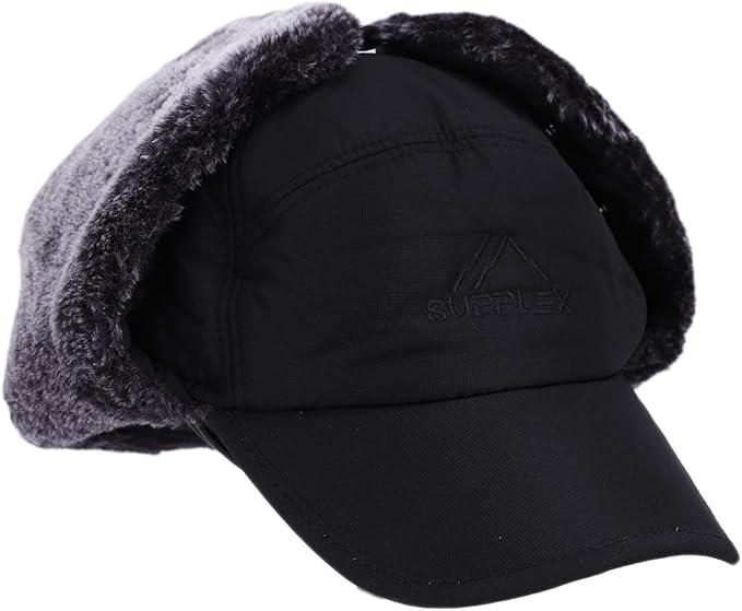 Mens Winter Thermal Trapper Hat with Ear Flaps and Fur Mask for Skiing, Hunting, and Cycling