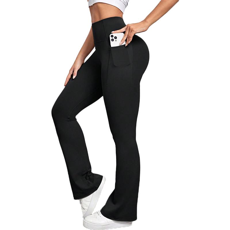 Flared Leg High Waisted Yoga Pants for Women with Pockets - Bell-Bottom Design for Gym & Work Out - Activewear Sports Leggings Outfit Gymfit