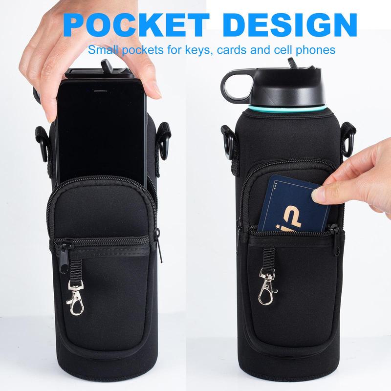 Water Bottle Holder with Strap, Water Bottle Carrier Sling Bag with Phone Pocket without Bottle, Insulated Bottle Carrier Sling Bag for Outdoor Walking Hiking Storage