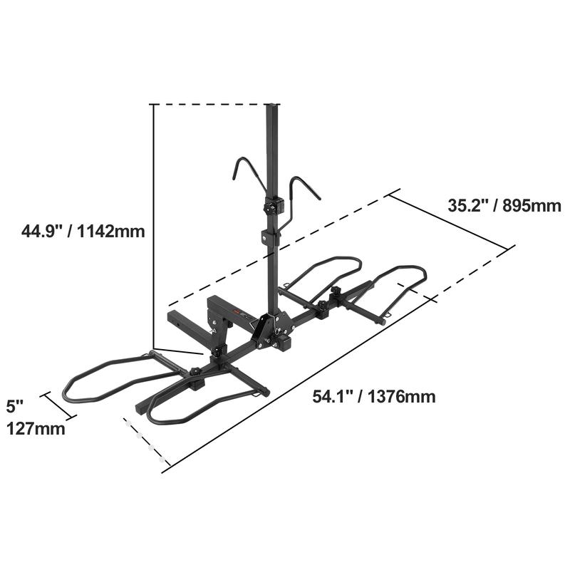 VEVOR Hitch Mount Bike Rack, 2-Bike Platform Style, 160 LBS Max Capacity Bike Rack Hitch for 2-inch Receiver, Titling and Folding Bike Carrier with Tires up to 5