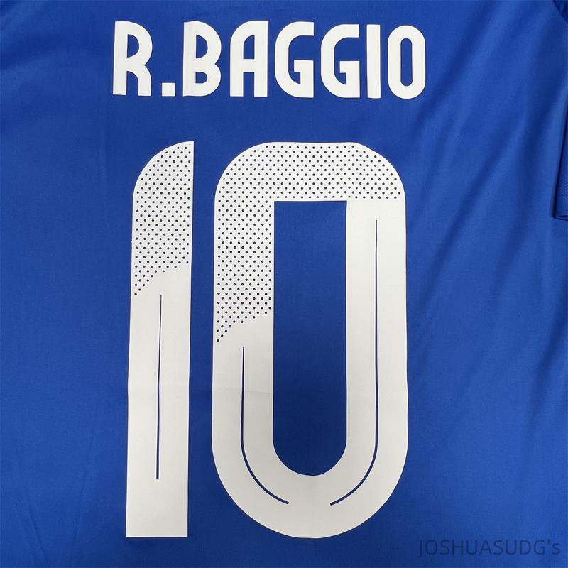 Euro 2024 Italy Home R.BAGGIO Blue Short Sleeve Soccer Jersey