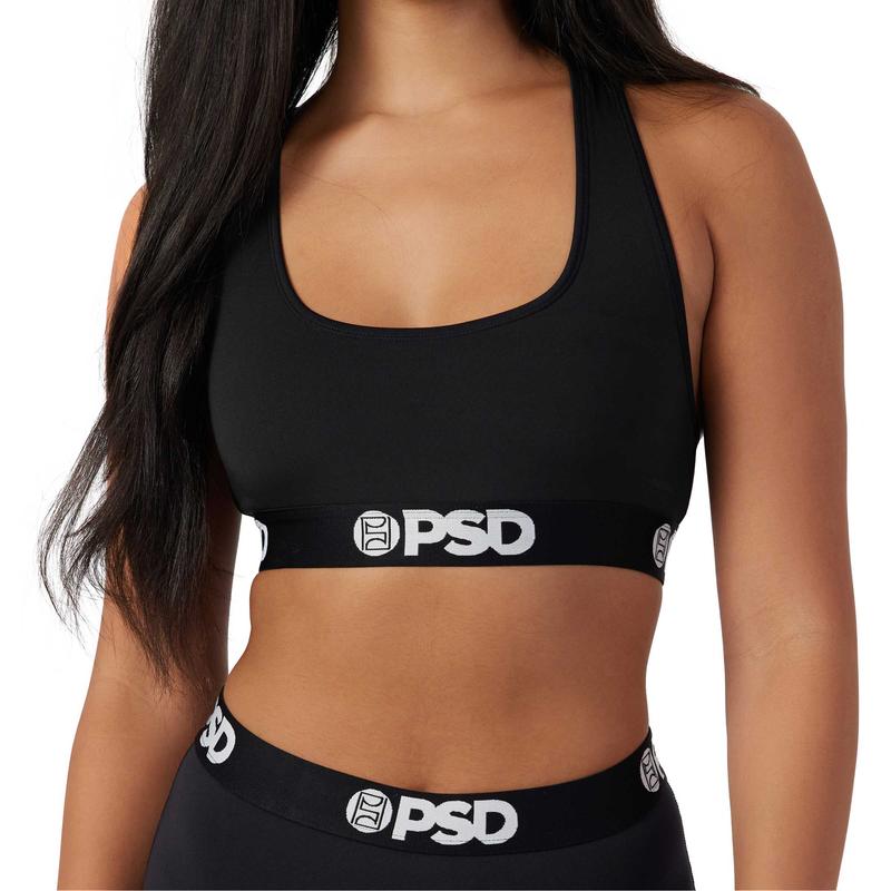 PSD Women's Black Solid Racerback Sports Bra - Comfortable, Breathable, Ultra-light Fabric