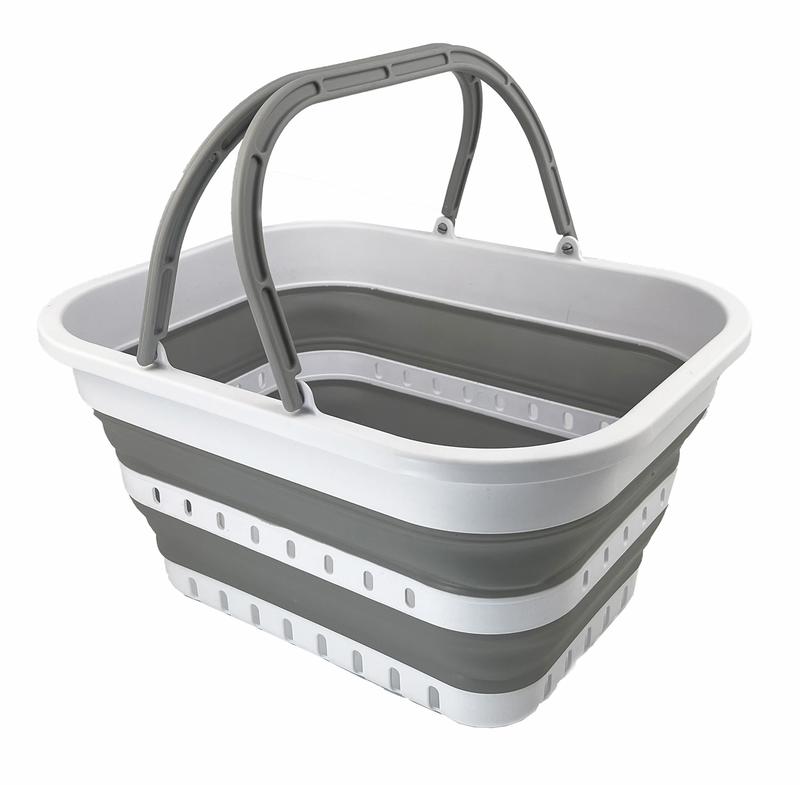 SAMMART  19 L (5Gallon) Collapsible Tub with Handle - Portable Outdoor Picnic Basket   Crater - Foldable Shopping Bag - Space Saving Storage Container