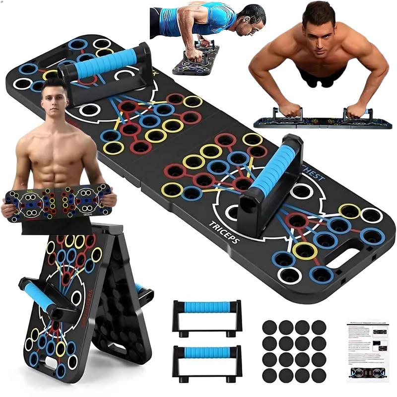 Foldable 54-in-1 Push Up Board for Men - Multi-Functional Pilates Board for Home, Pushup Board with Color-Coded Positions, Back Exercise Equipment, 36 Non-Slip Pads & Handles | Portable Strength Training