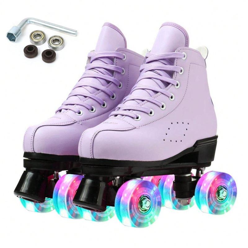 Gets Roller Skates For Women And Men PU Leather High-Top Shoes Classic Double-Row Roller Skates Four-Wheel Roller Skates For Men Girls Unisex