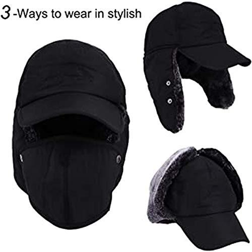 Mens Winter Windproof Warm Trapper Hat with Ear Flap Cold Weather Skiing Hunting Fishing Gifts Trapper Hats for Men Women