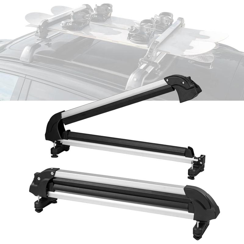 Ski and Snowboard Roof Rack, 31.7-Inch Universal Ski Rack for Car Roof Fit Most Crossbars, Carry up to 6 Pairs of Skis or 4 Snowboards, Aluminum Snowboard Ski Rack with Lock & Rubber Padding