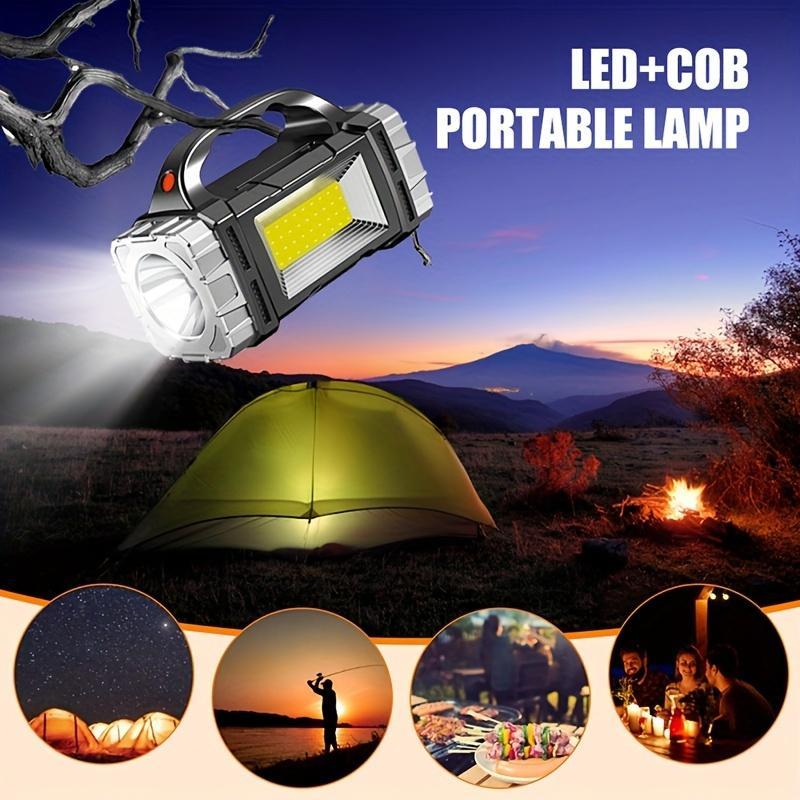 Fast Solar USB Charging LED Camping Light, Waterproof Flashlight, Adjustable Modes, Suitable for Outdoor Travel - Night Walking, Hiking, Fishing and Camping