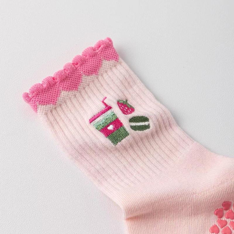 strawberry matcha grip socks｜non-slip socks | original design | yoga, pilates, lagree, barre socks | Crew Socks pilates socks socks grippy socks cute socks crew socks