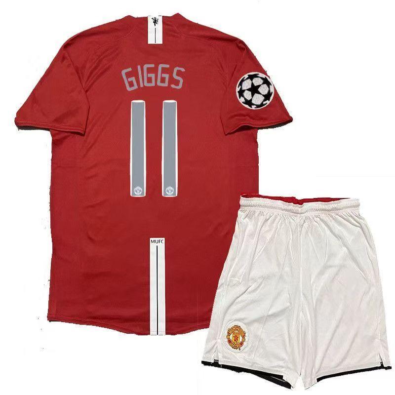 0708 Red Devils throwback jersey Home Champions League edition short-sleeved children's set No. 7 C Ronaldo football jersey Rooney Gigg