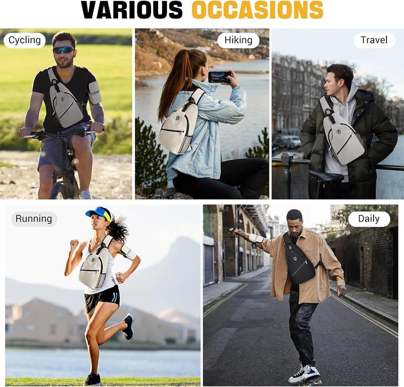 Crossbody Bags for Women, Sling Bag for Men Small Cross Body Backpack with Detachable Phone Holder Bag for Hiking Travel Cycling Running, Gray