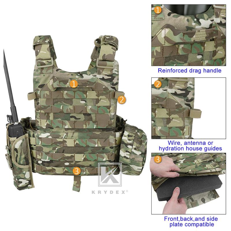 KRYDEX LBT-6094A Plate Carrier Molle Tactical Body Armor Combat Vest With Triple  Pouch & Radio Pouch & General Purpose Utility Pouches tactical vest