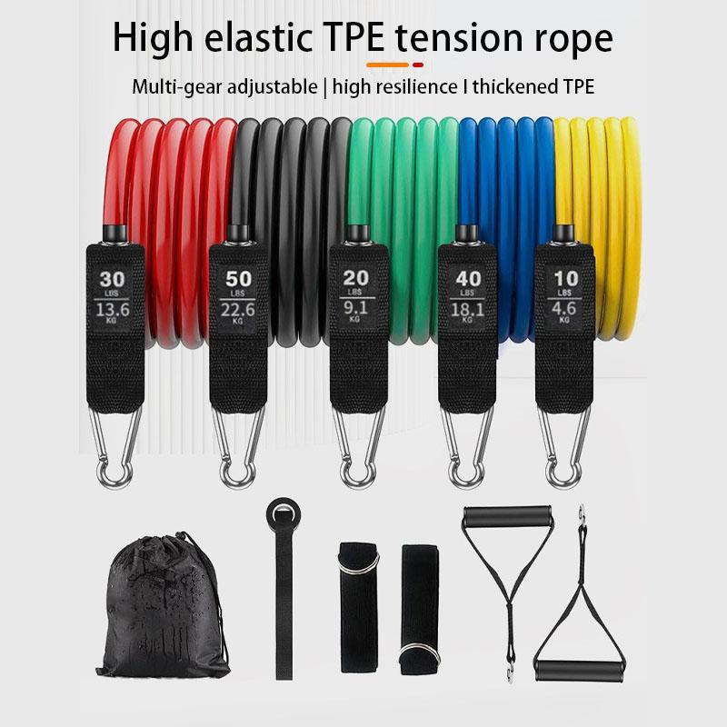 Resistance Band Set, 11pcs set Resistance Band & Storage Bag & Accessories, Fitness Equipment for Home Gym Workout