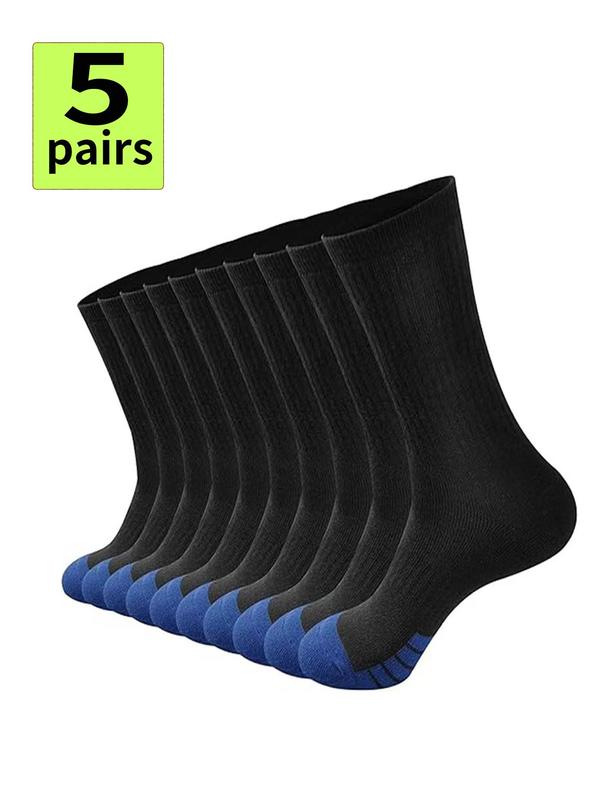 Men's Colorblock  Socks, Sporty Breathable Comfortable Socks for Outdoor Hiking Cycling Running, Athletic Socks for Men