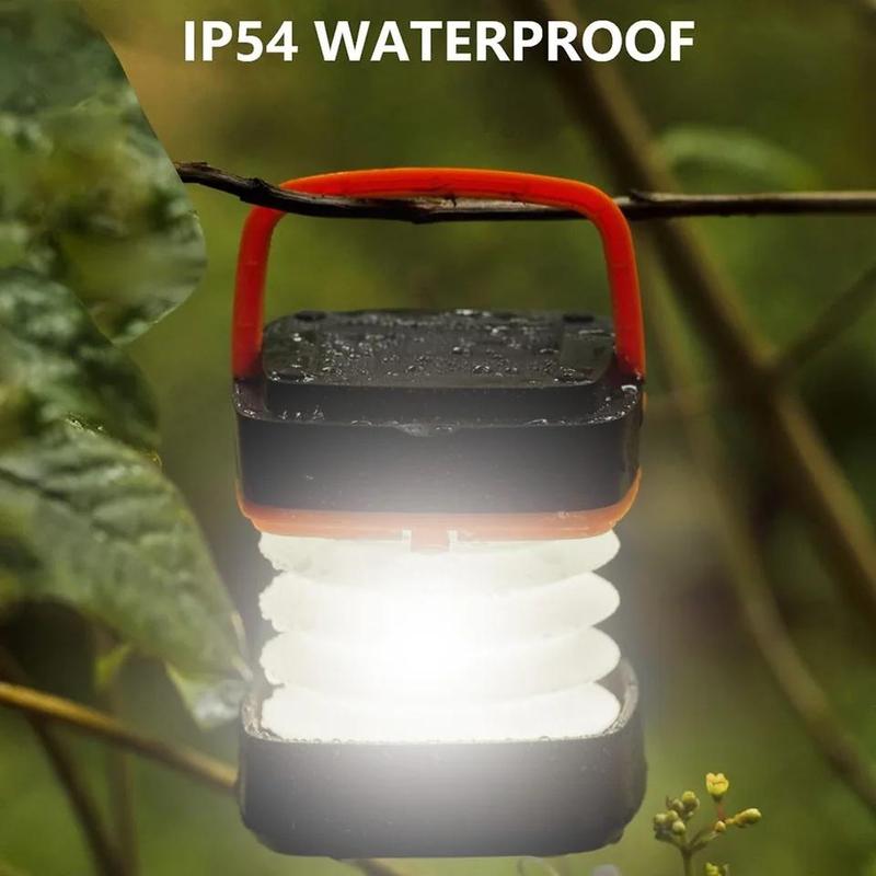 Foldable Solar Powered Camping Light, USB Rechargeable Waterproof Camping Lamp, Portable Outdoor Light for Camping, Hiking, Fishing, Outdoor, Christmas Gift